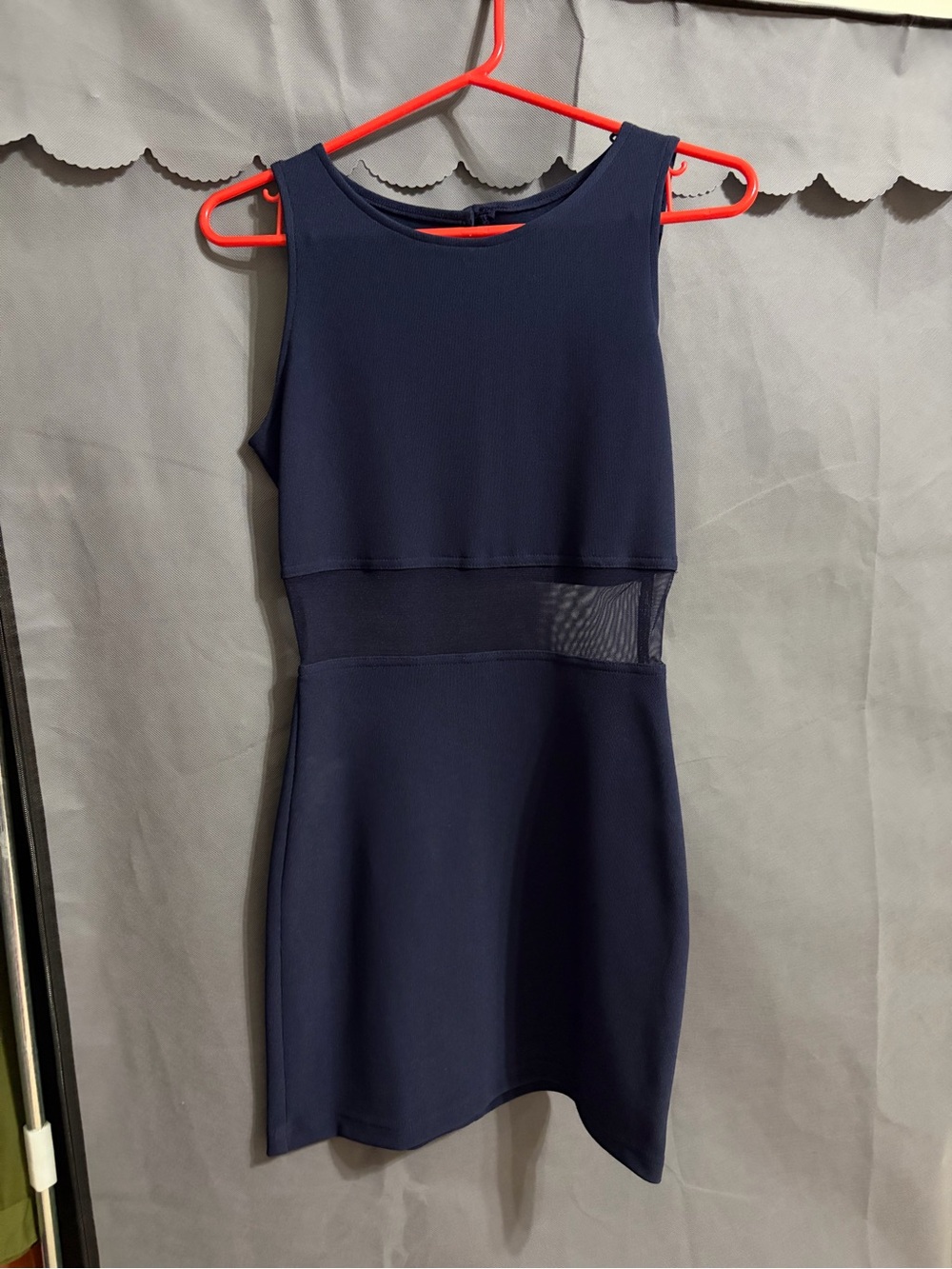 All that Jazz Navy Sleeveless Mesh-Waist Dress